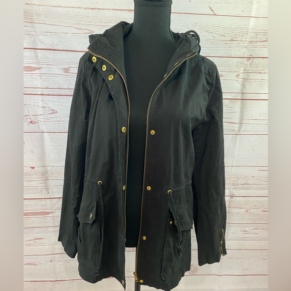 Women's Black Utility Jacket with Hood